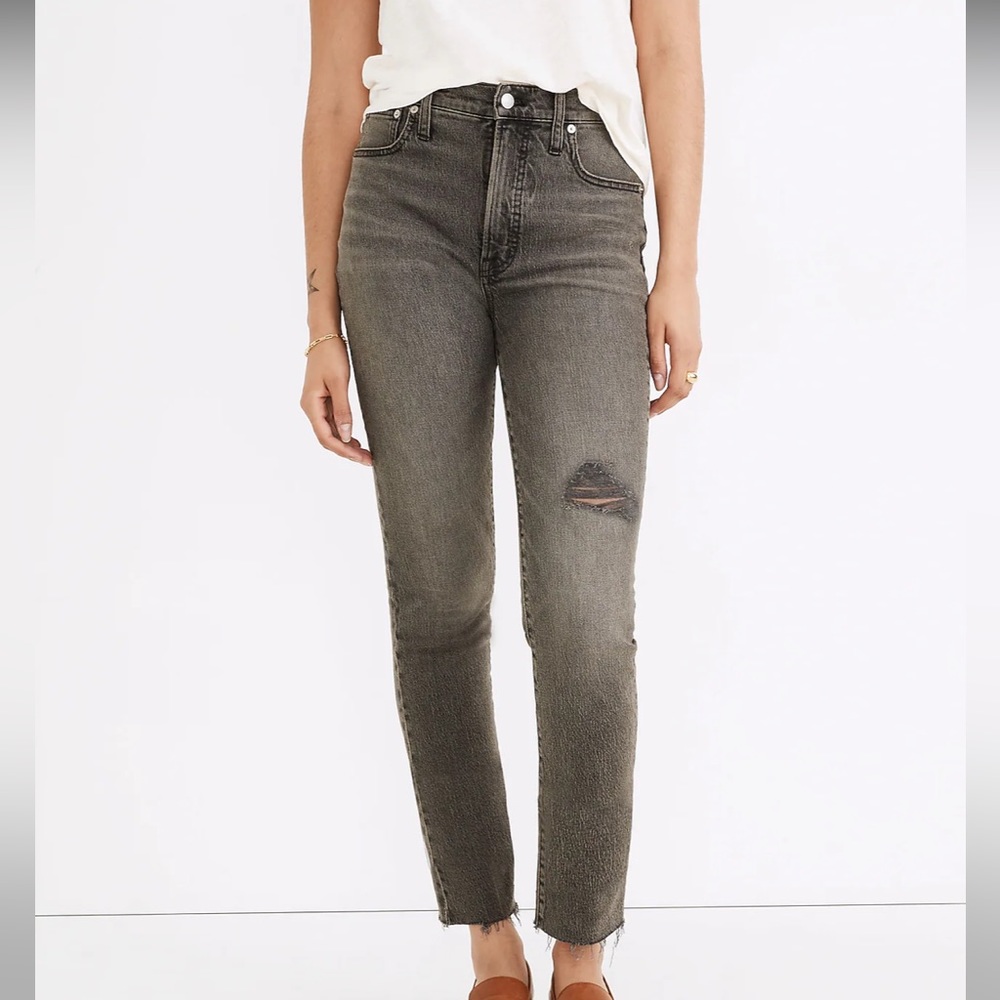 NWT Madewell Perfect Vintage Jeans in Cosner Grey ripped knee jeans mom jeans